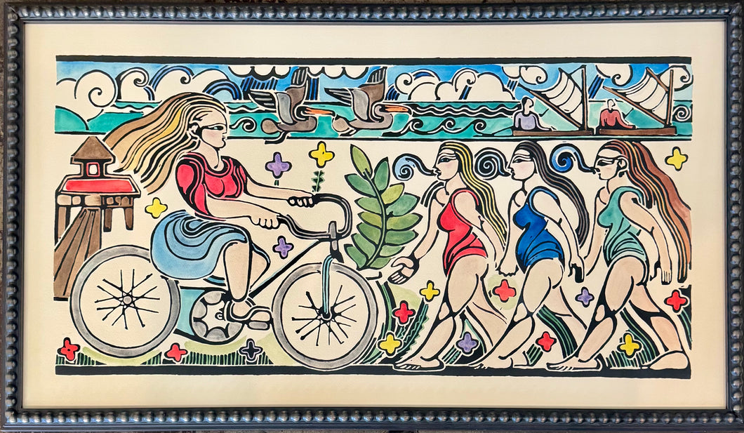 Biloxi Beach-Girl Cyclist